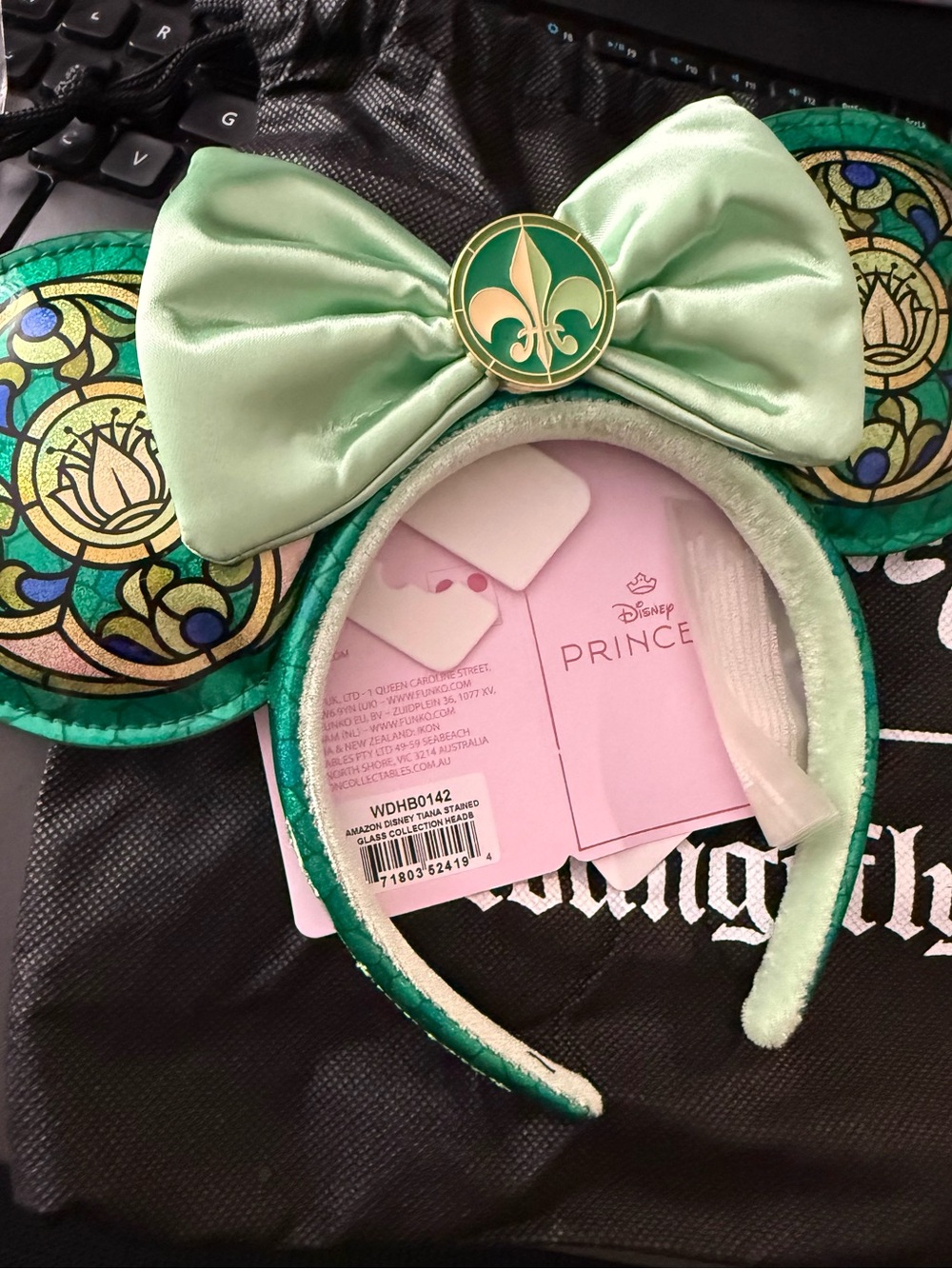 Loungefly Green Tiana Stained Glass Mini Backpack with Bow Ear Accessory *NWT - Picture 12 of 16